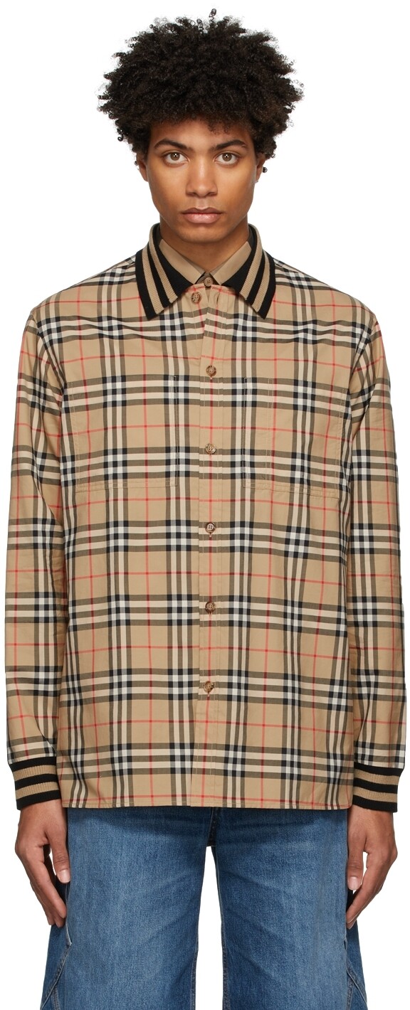 

Бежевая рубашка в клетку Burberry