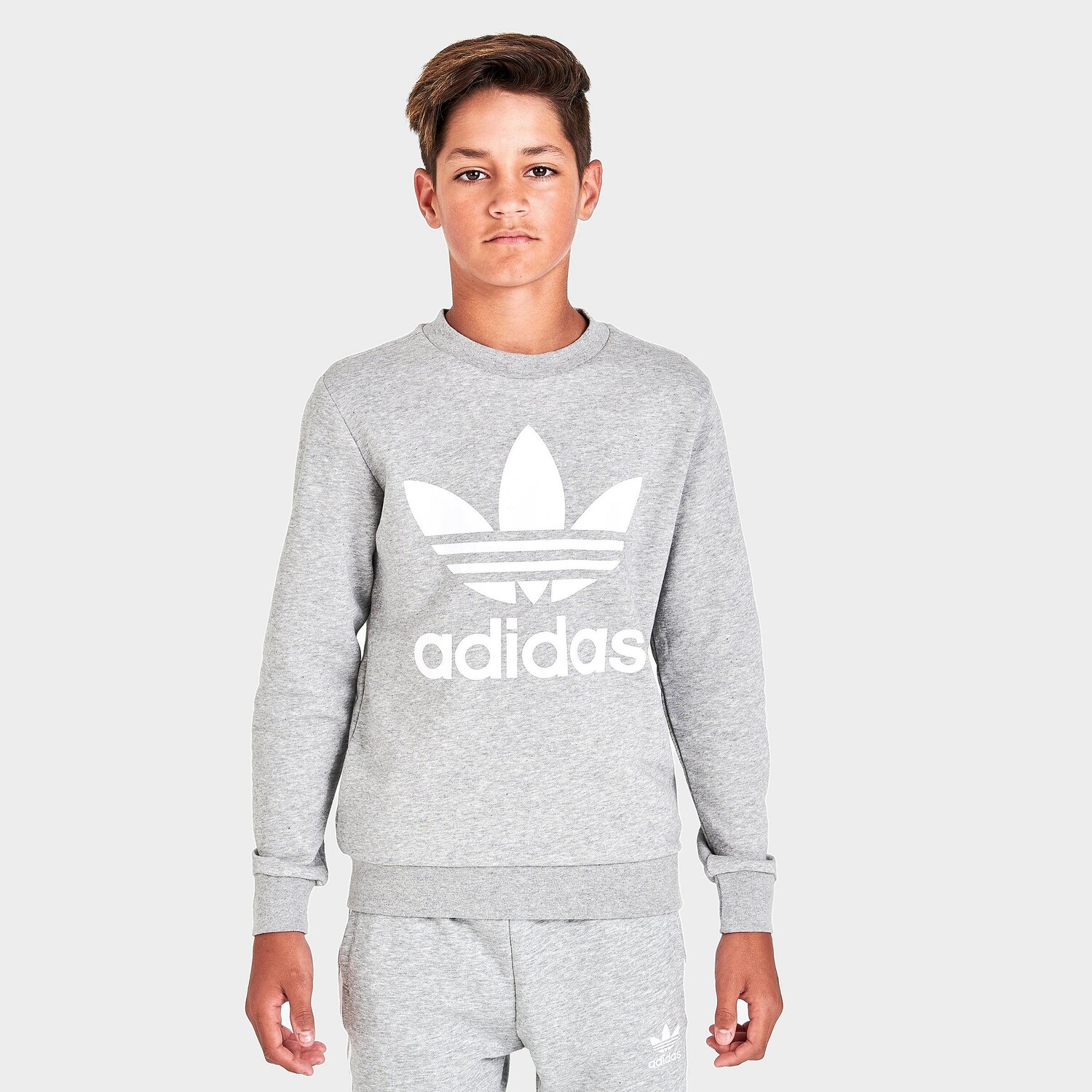 

Детская повседневная толстовка с круглым вырезом adidas Originals Trefoil, серый