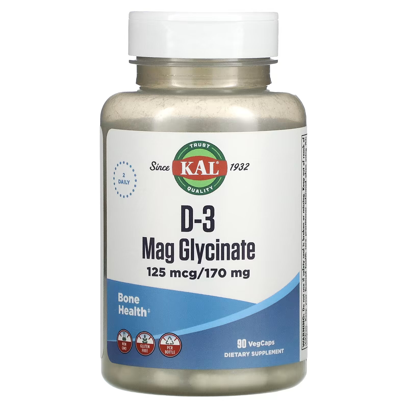 KAL, Глицинат магния D-3, 125 мкг / 170 мг, 90 вегетарианских капсул kal глицинат магния d 3 125 мкг 170 мг 90 вегетарианских капсул