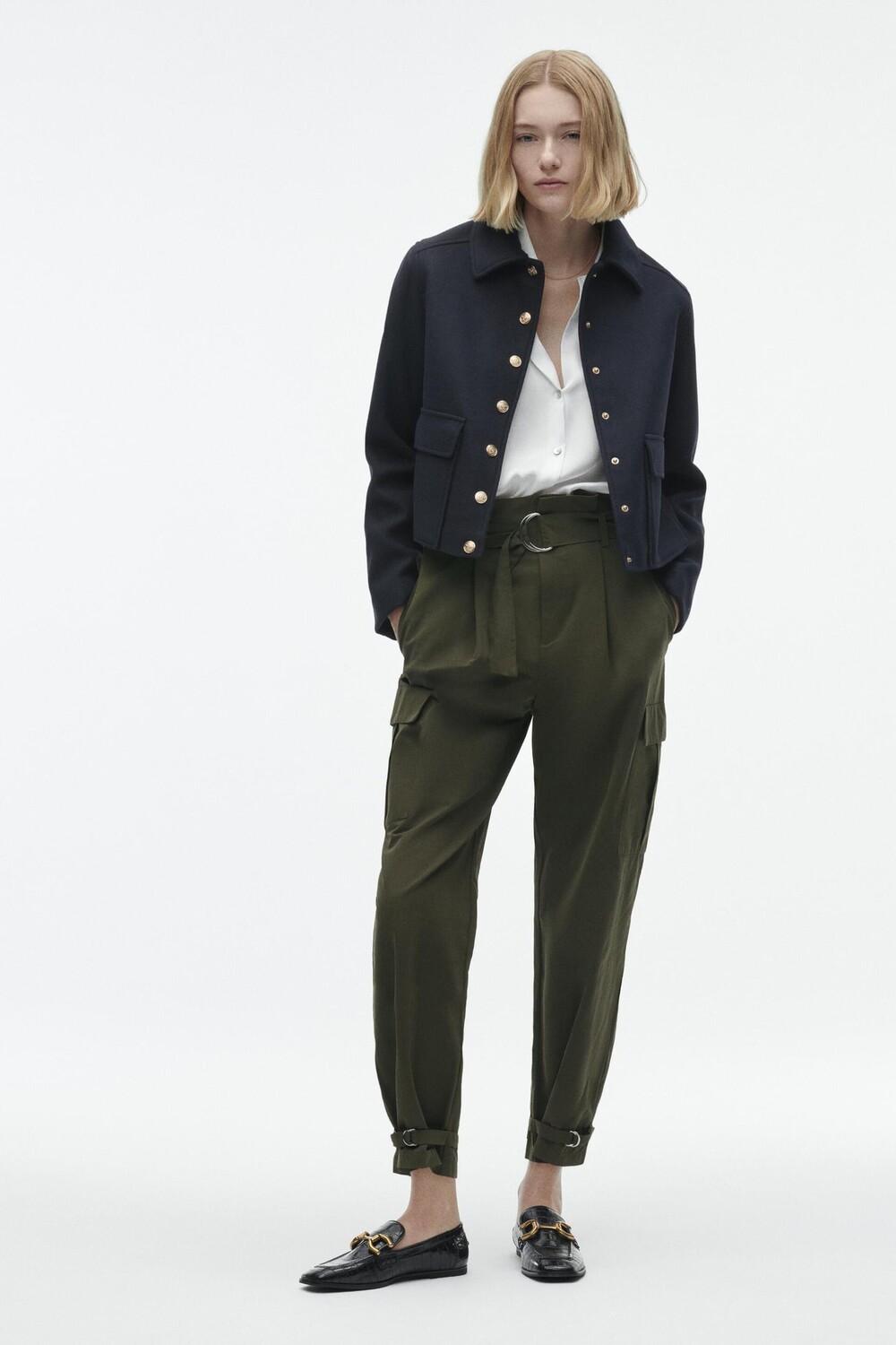 

Мягкая куртка с золотыми кнопками ZARA, темно-синий