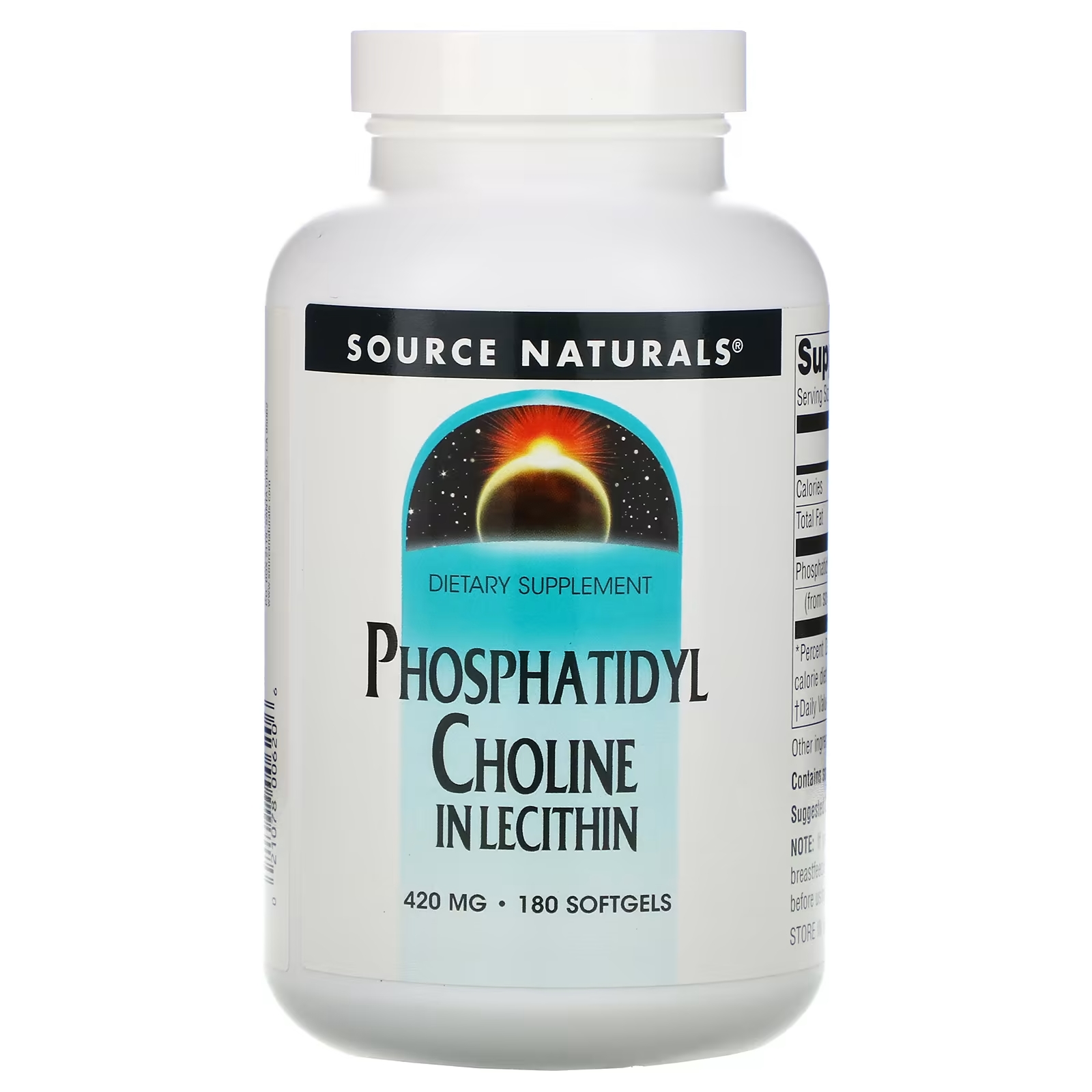 Source Naturals Фосфатидилхолин в лецитине 420 мг, 180 мягких таблеток