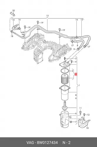 Фильтр топливный FILTER ASSY, FUEL PUMP 8W0127434 VAG fuel injection pump assy changchai brand diesel engine