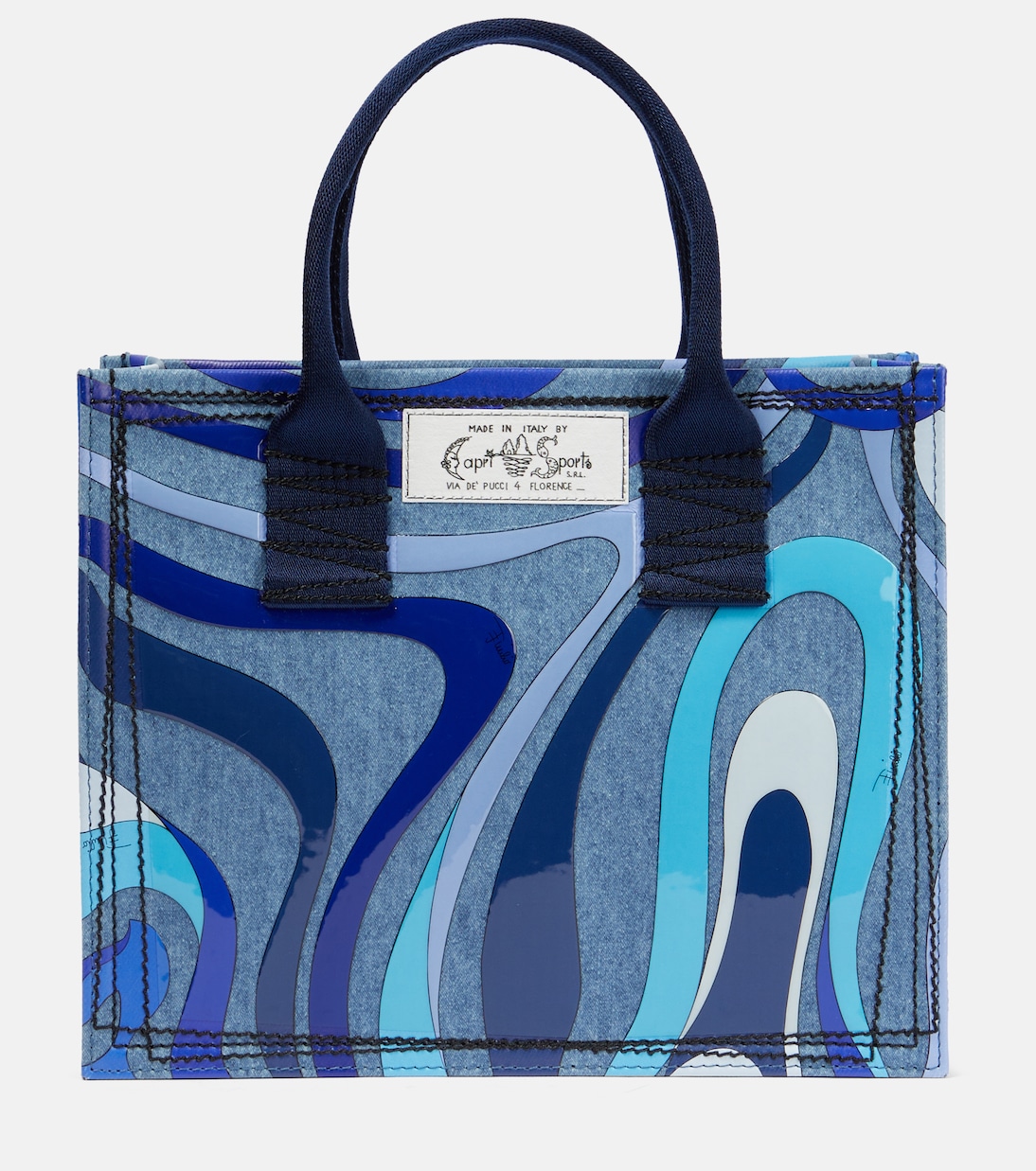 Джинсовая сумка-тоут с принтом Pucci, синий