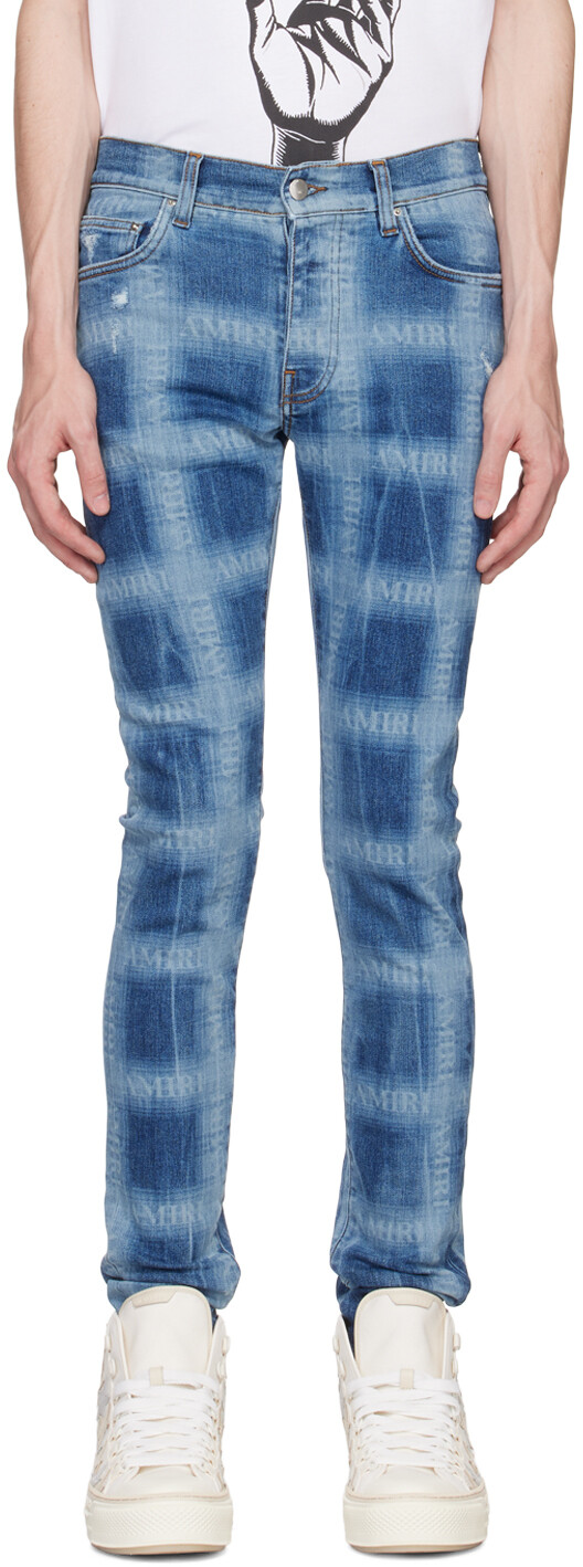 

Синие джинсы в клетку AMIRI