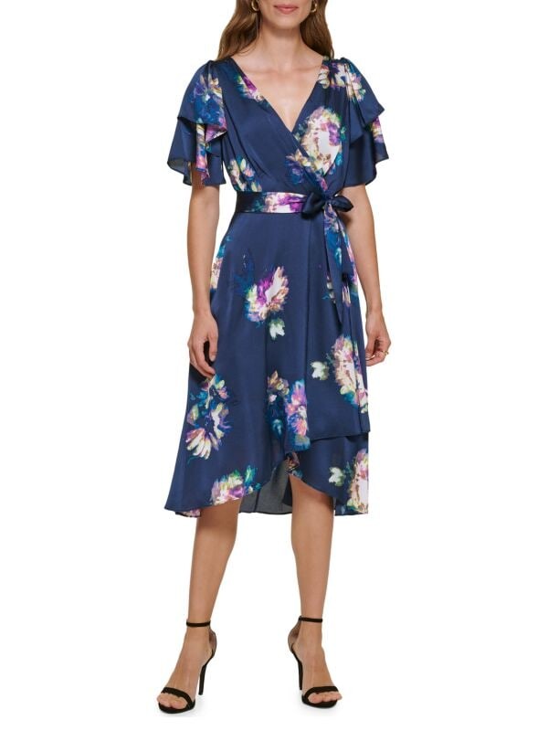 

Платье DKNY с цветочным принтом и искусственным запахом. navy