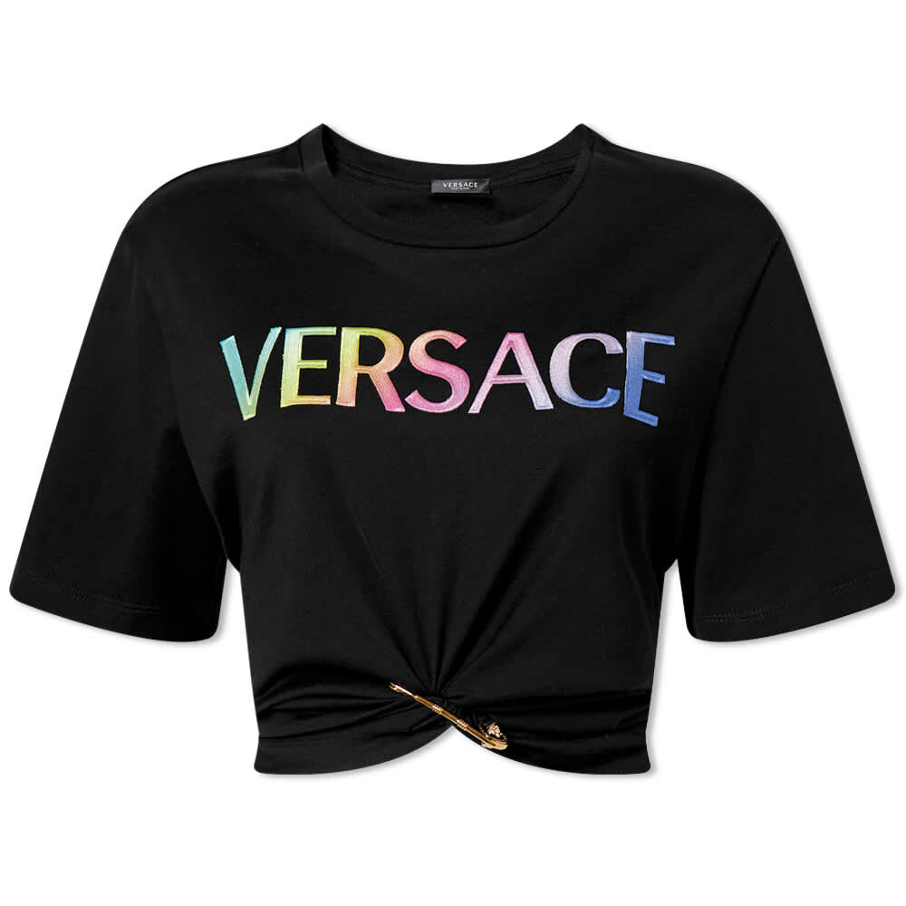 

Укороченный топ с радужным логотипом Versace
