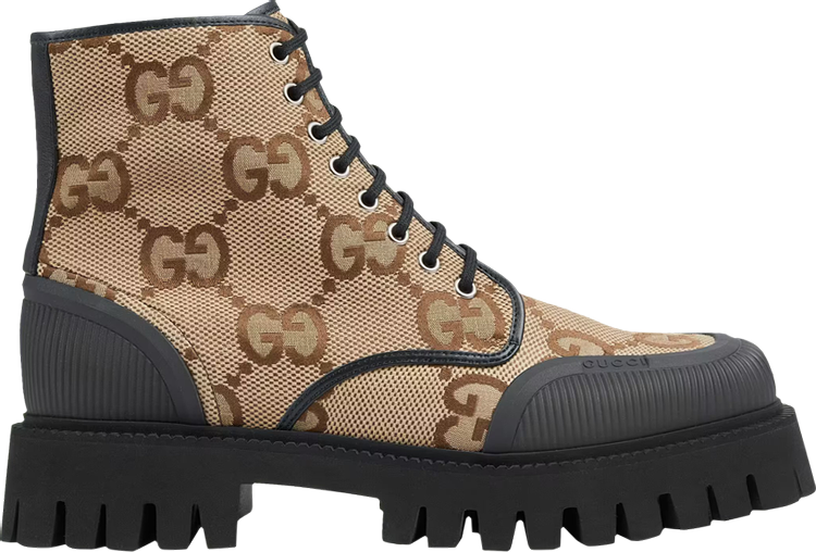 Кроссовки Gucci Lace Up Boot Maxi GG - Camel, коричневый - фото