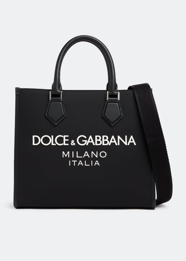 Сумка-тоут DOLCE&GABBANA Small nylon shopper tote bag, черный фото