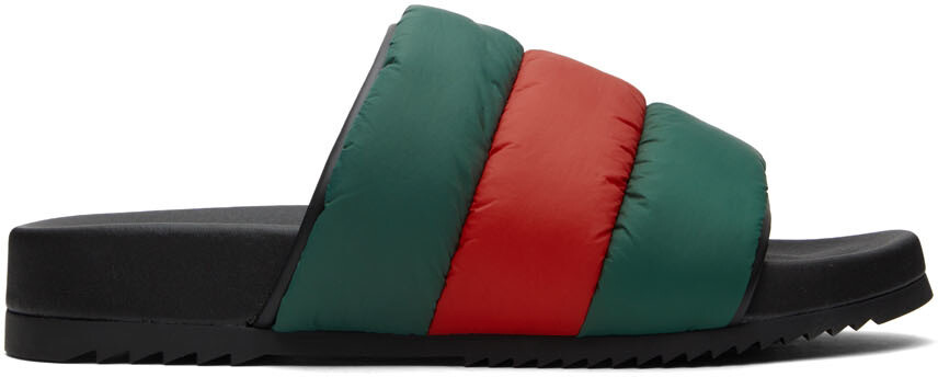 

Черные стеганые сандалии Web Slide Gucci