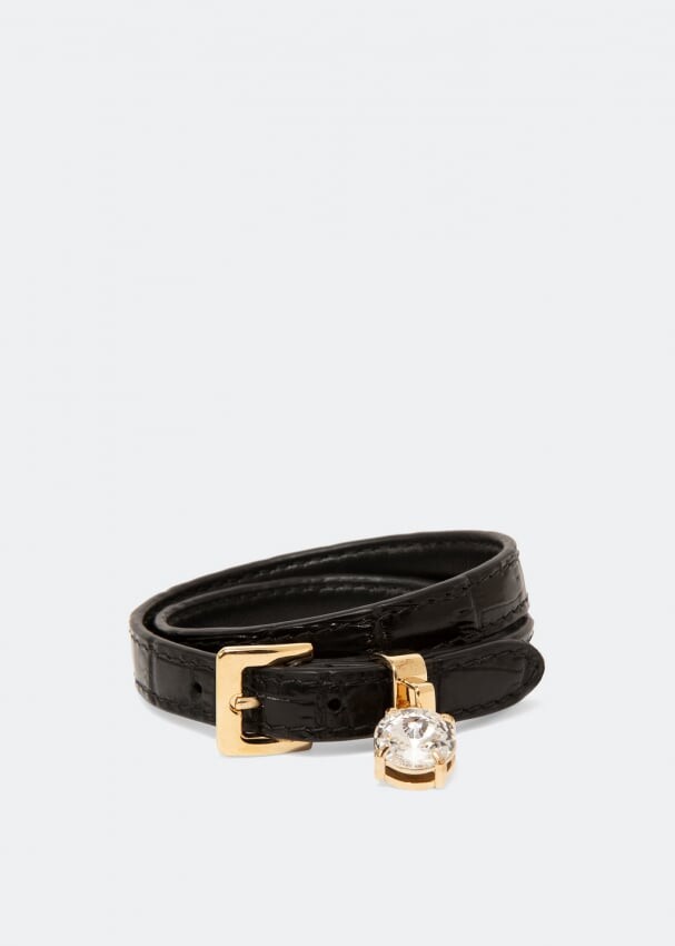 

Браслет MIU MIU Croc-print leather bracelet, черный