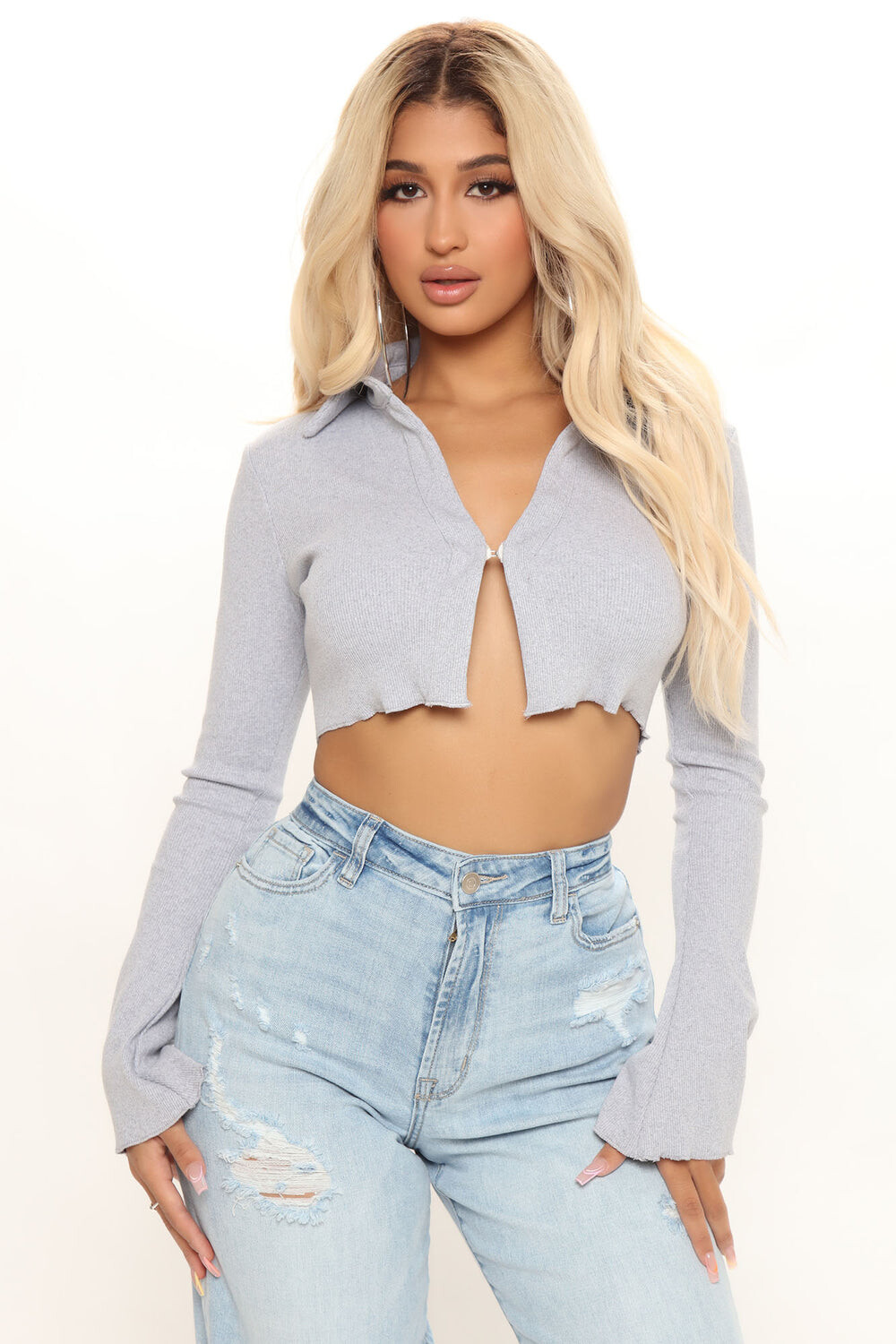

Топ Fashion Nova T7542, серый