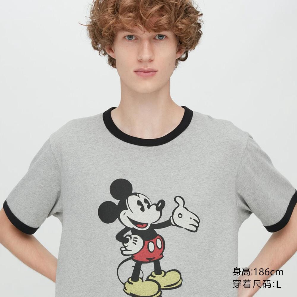 

Футболка с принтом унисекс Uniqlo, серый