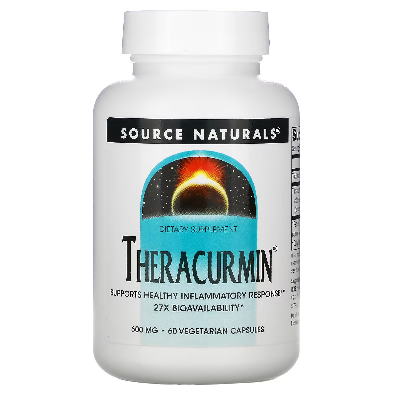 Source Naturals, Theracurmin, 600 мг, 60 вегетарианских капсул source naturals берберин 500 мг 60 вегетарианских капсул