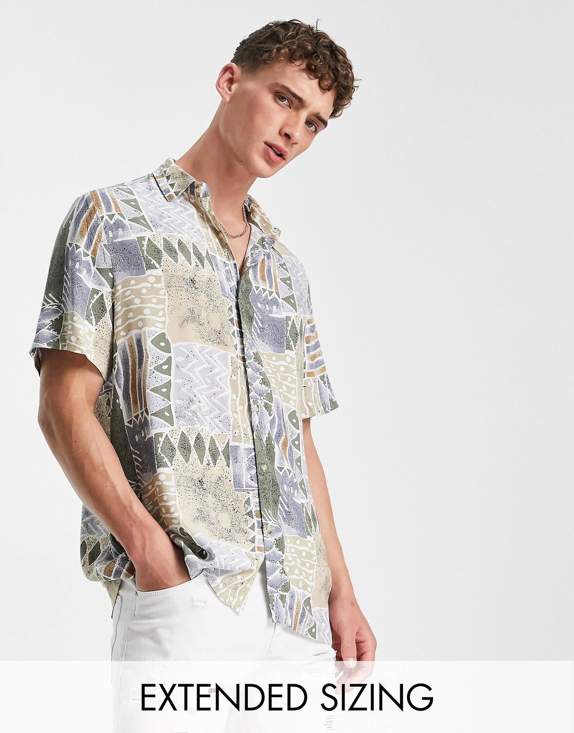 

Свободная рубашка с винтажным принтом ASOS DESIGN