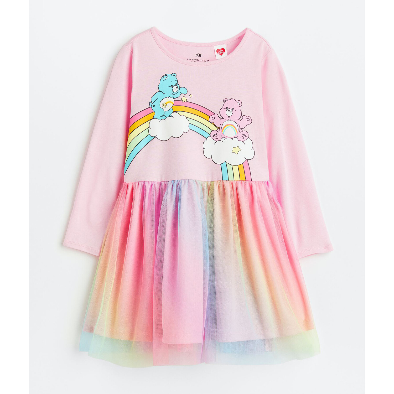 

Трикотажное платье с тюлевой юбкой H&M Care Bears, светло-розовый