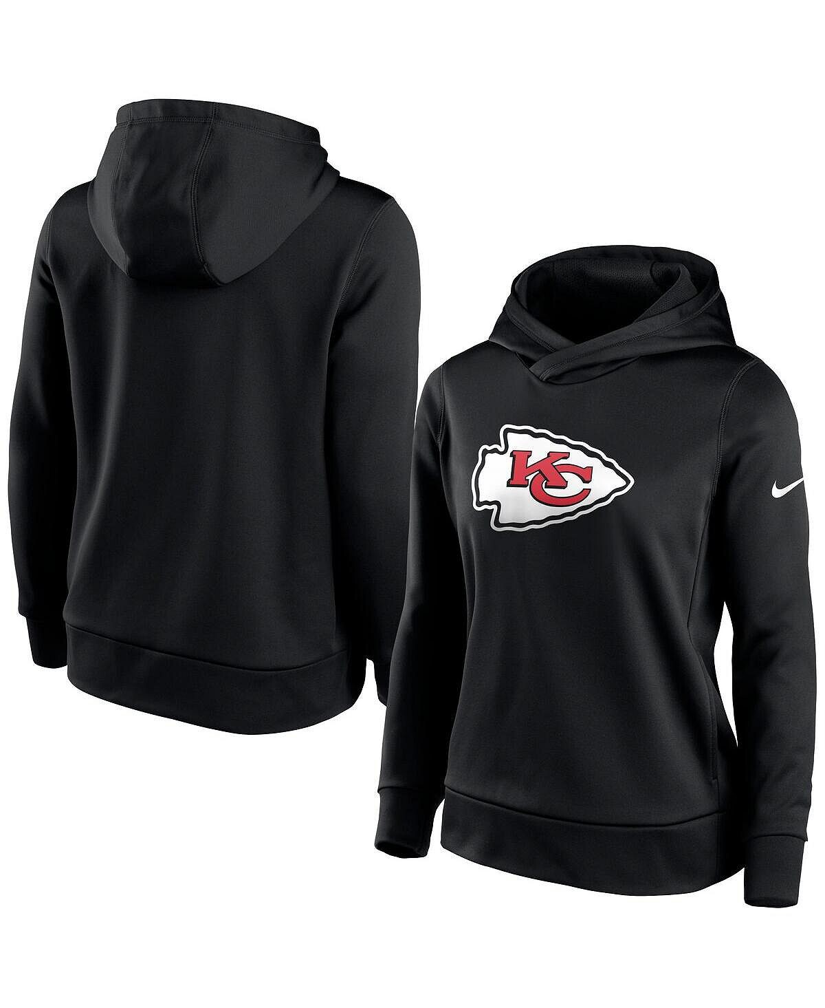 

Женская черная толстовка с капюшоном kansas city chiefs performance pullover Nike, черный