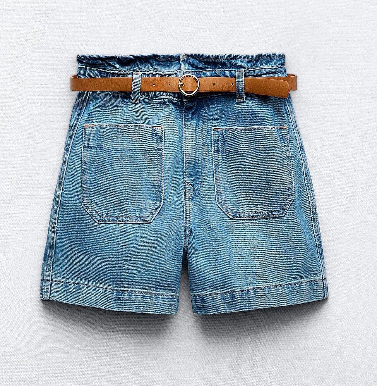 Шорты Zara Z1975 Baggy Belted Bermuda, синий шорты zara z1975 denim crossover синий