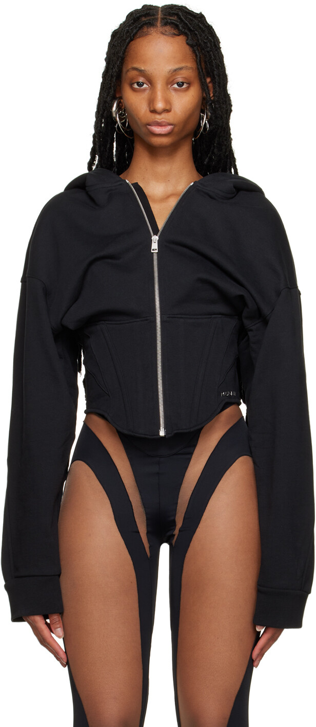 

Черный худи с корсетом Mugler