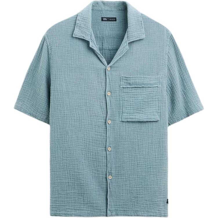 

Рубашка мужская синяя Zara, синий