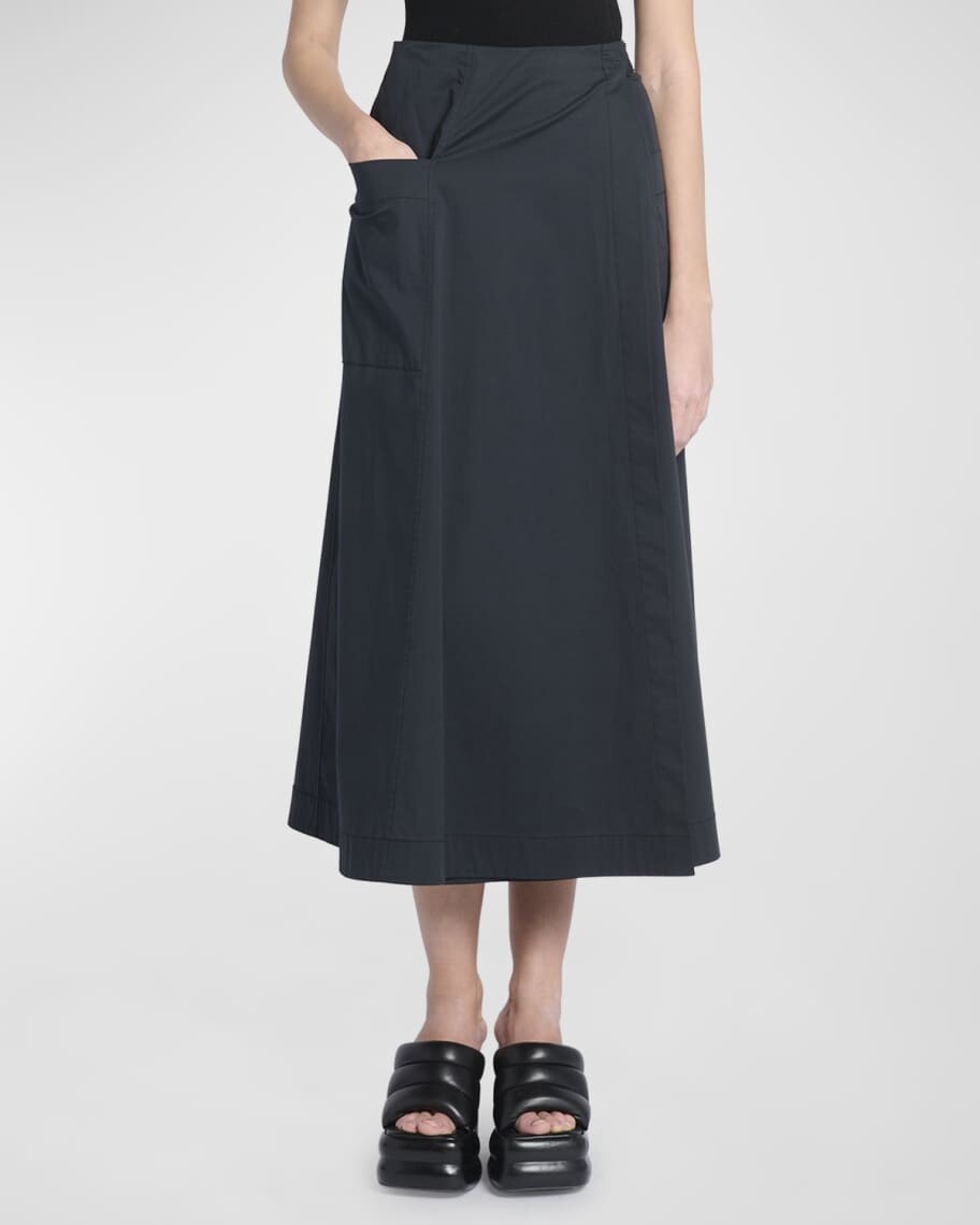 

Юбка миди из мягкого поплина с запахом Proenza Schouler White Label