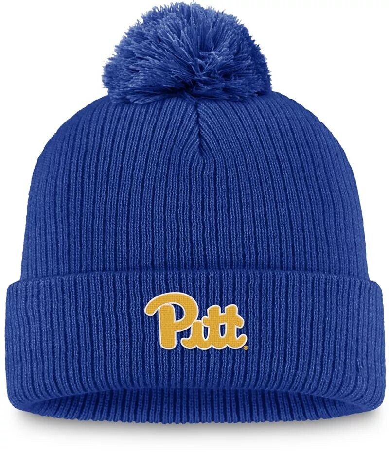 

Синяя вязаная шапка с манжетами и помпонами Top of the World Pitt Panthers