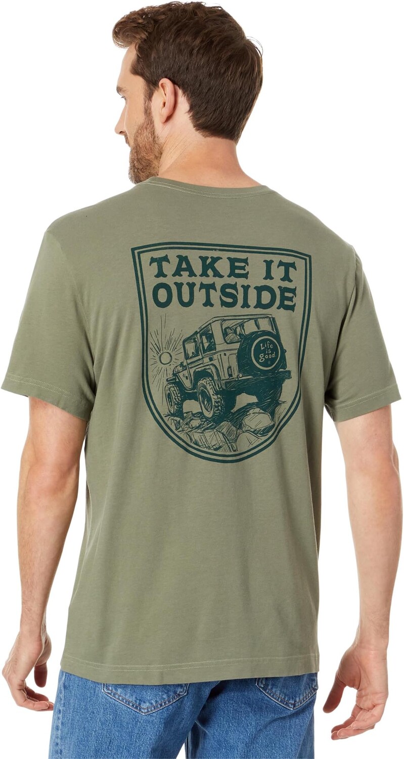 

Футболка Fineline Take it Outside ATV Crusher Life is Good, цвет Moss Green