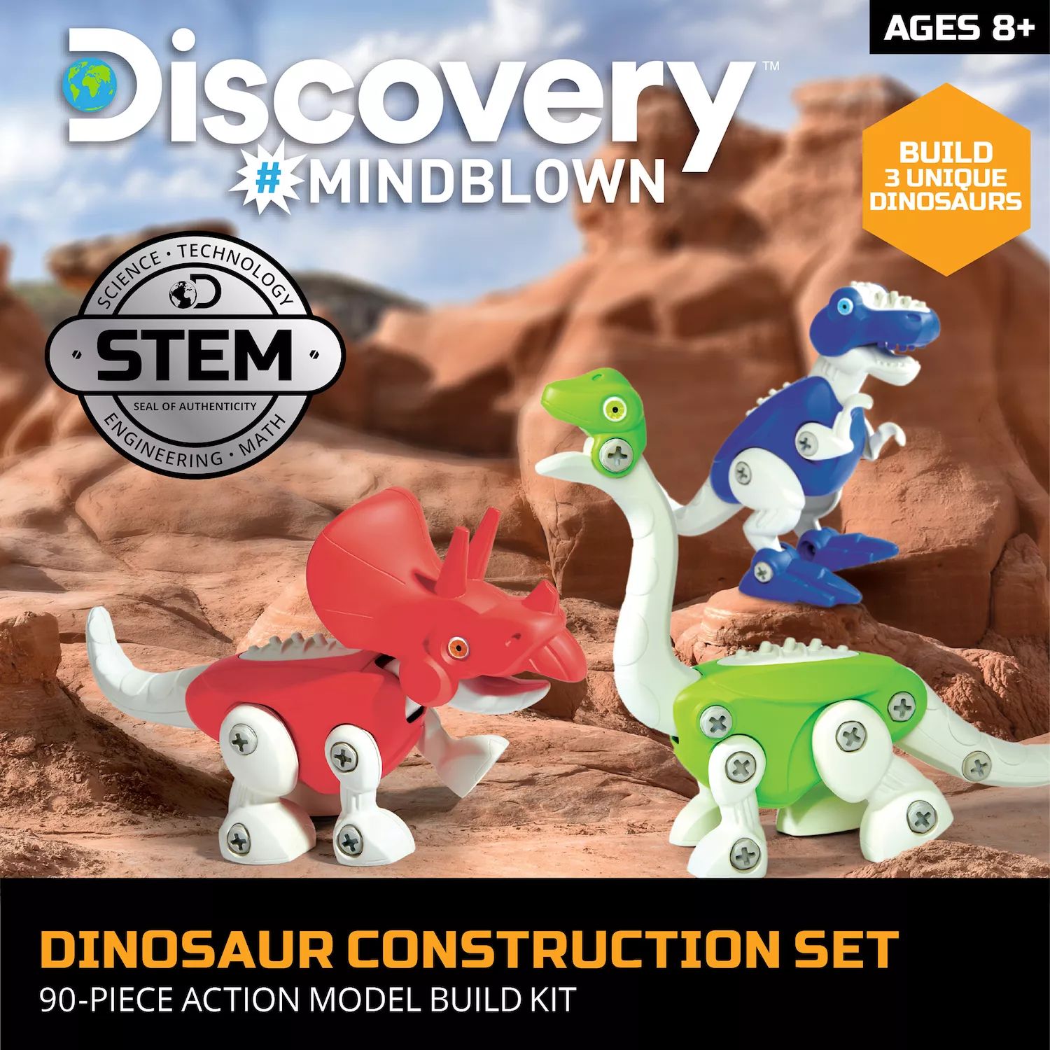 Набор игрушек-конструкторов динозавров Discovery Mindblown, состоящий из 90 предметов Discovery Mindblown