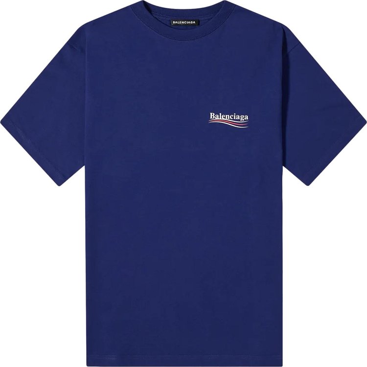 Футболка Balenciaga Logo Print T-Shirt 'Pacific Blue/White', синий - фото