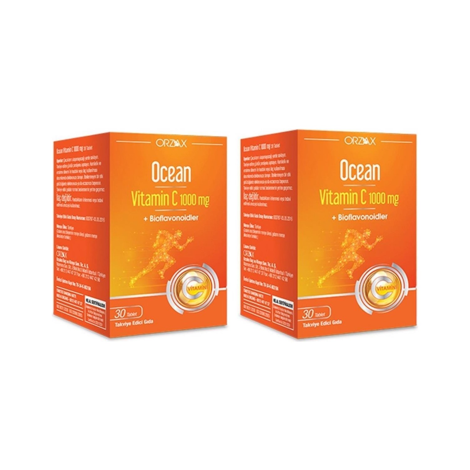 Витамин С Orzax 1000 мг, 2 упаковки по 30 таблеток