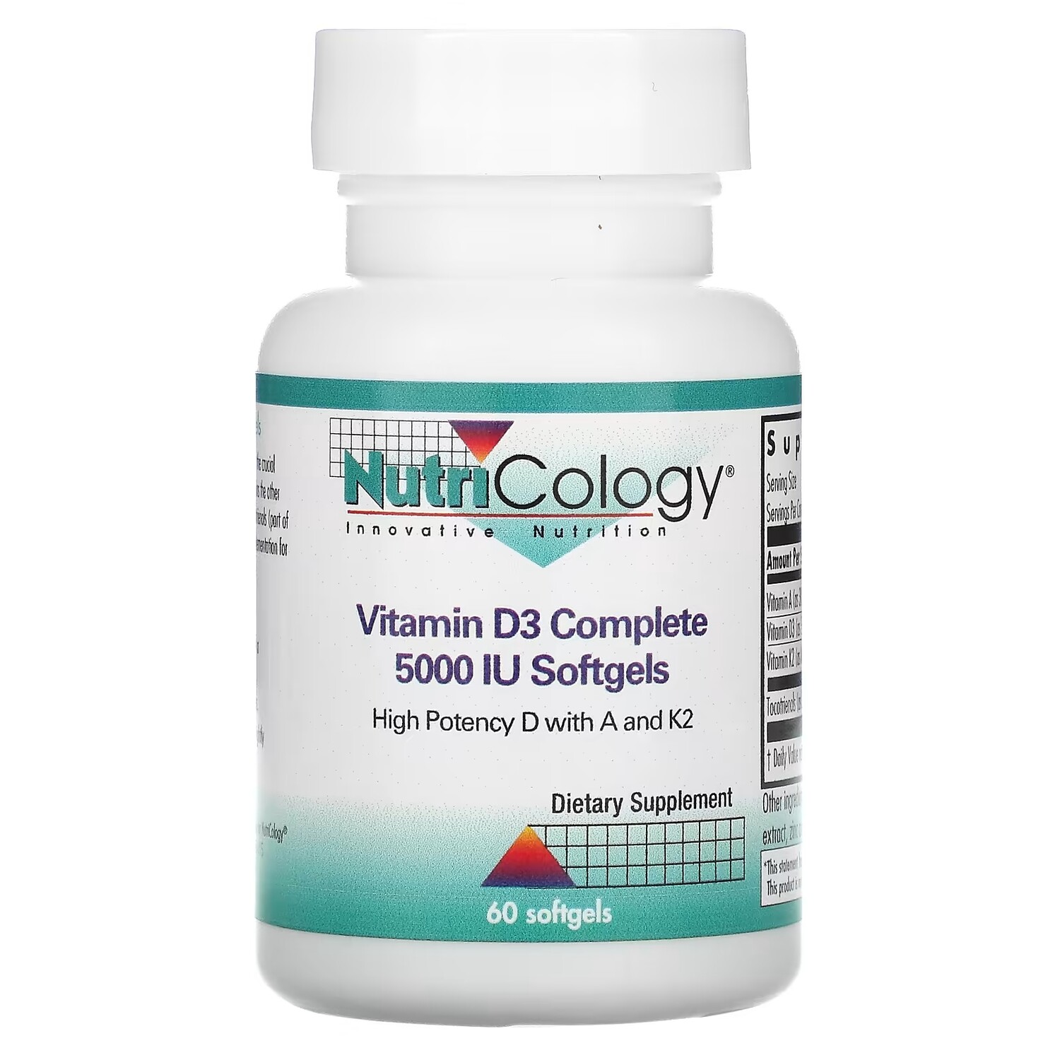 

Nutricology Витамин D3 5000 МЕ, 60 мягких таблеток