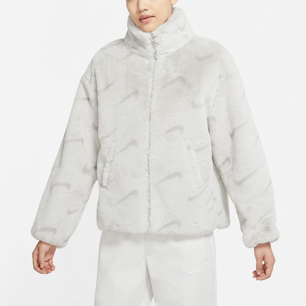 

Женская куртка из искусственного меха Nike Sportswear Printed Plush, серовато-белый/серый