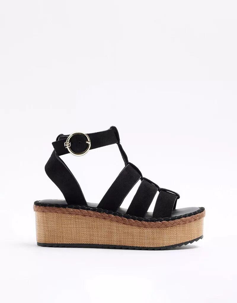 

Черные сандалии на плоской подошве River Island