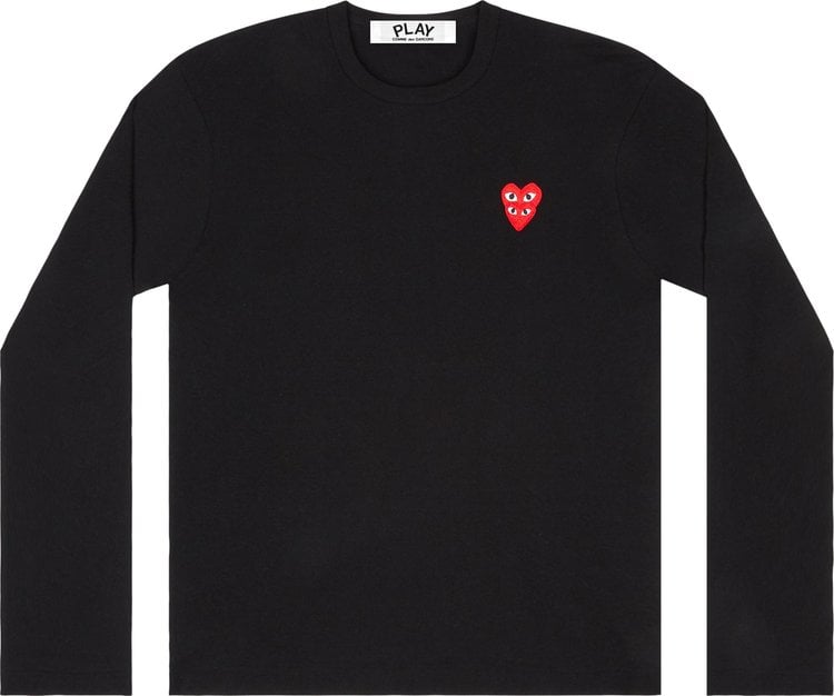 

Лонгслив Comme des Garçons PLAY Double Heart Logo Long-Sleeve Tee 'Black', черный