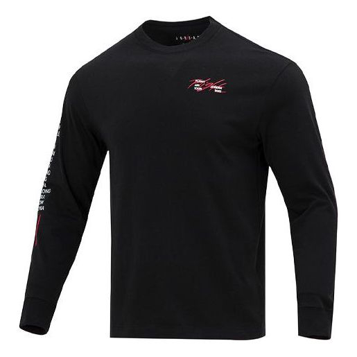 Футболка Jordan Round Neck Pullover Long Sleeves T-Men's Black, Черный свитер jordan classic flying logo pullover knitwear men s black черный