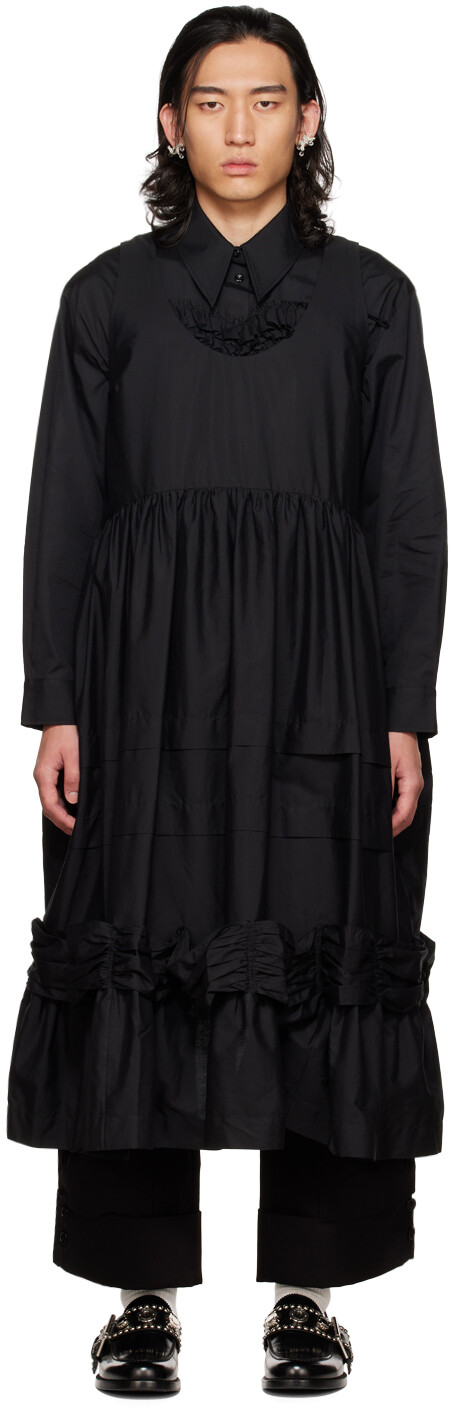 

Эксклюзивное черное платье SSENSE со сборками из лент Simone Rocha