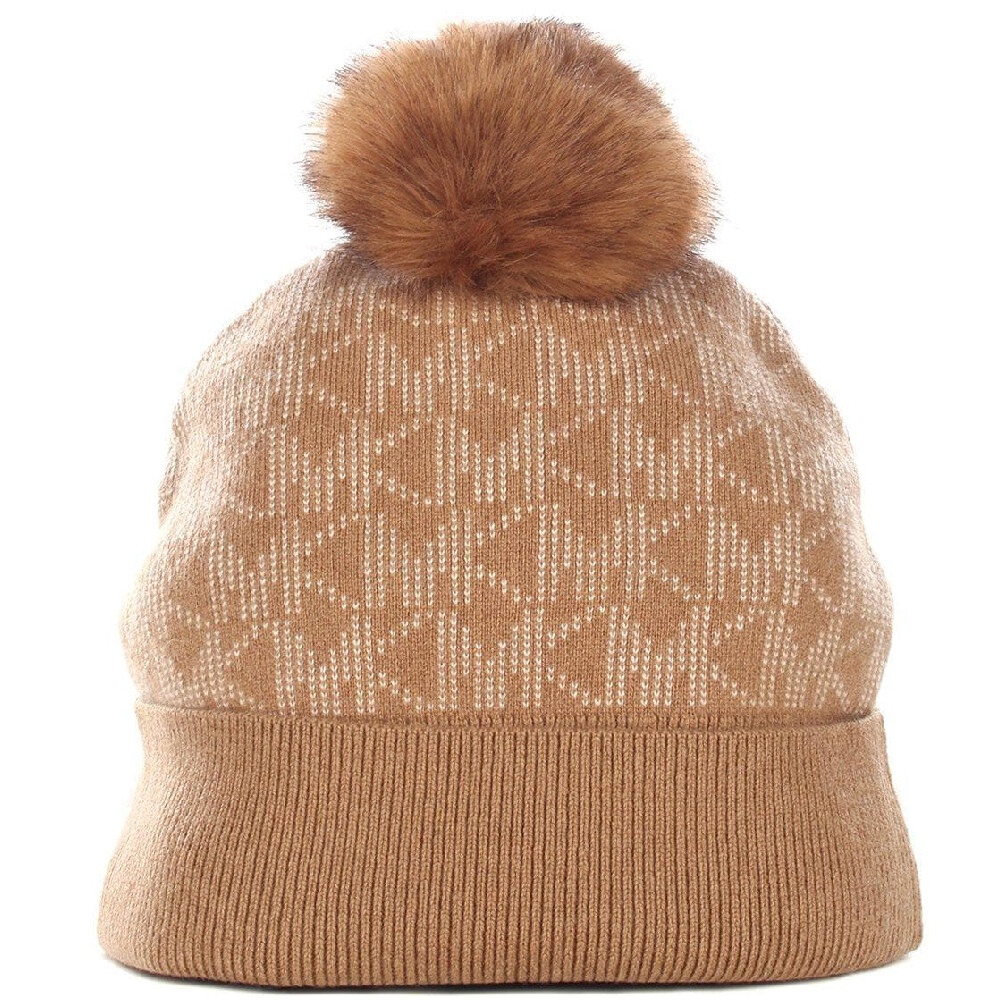 

Шапка Michael Kors All-over Logo Pom-pom, коричневый