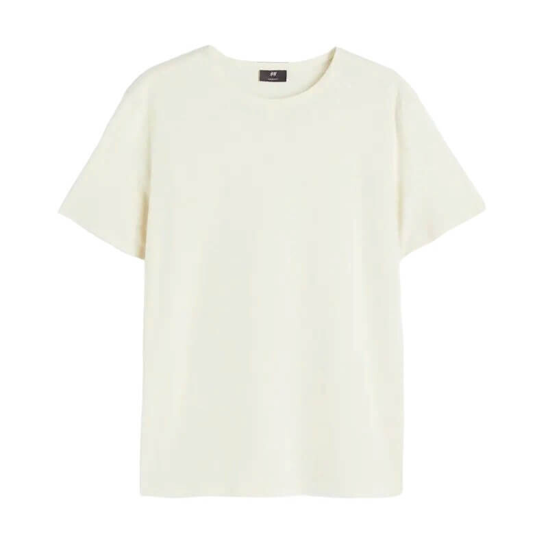 

Футболка H&M Regular Fit Linen-blend, кремовый, Бежевый
