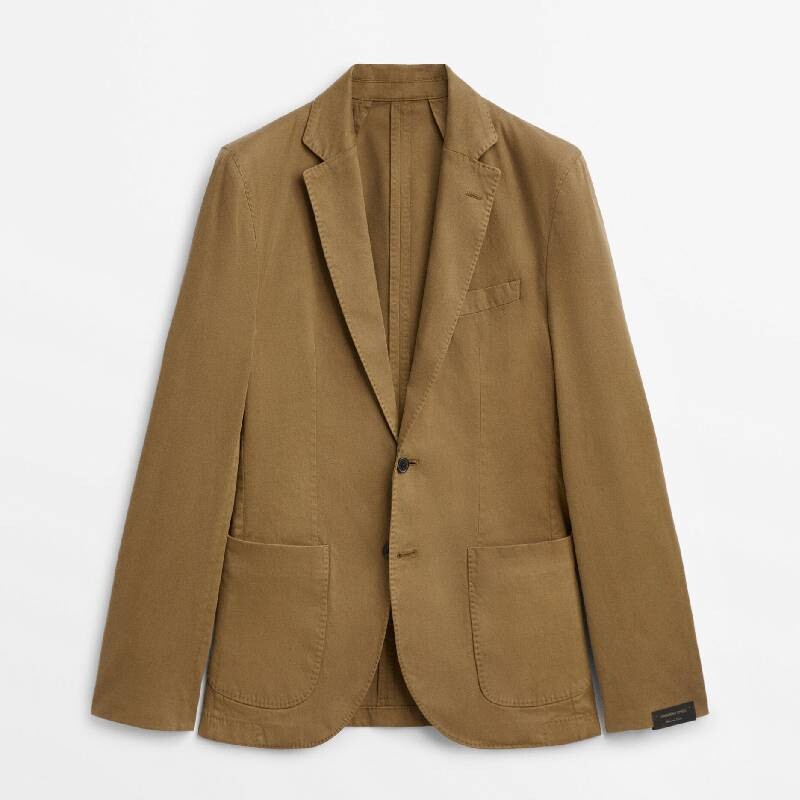 

Блейзер Massimo Dutti Dyed Made Of A Cotton, бежевый