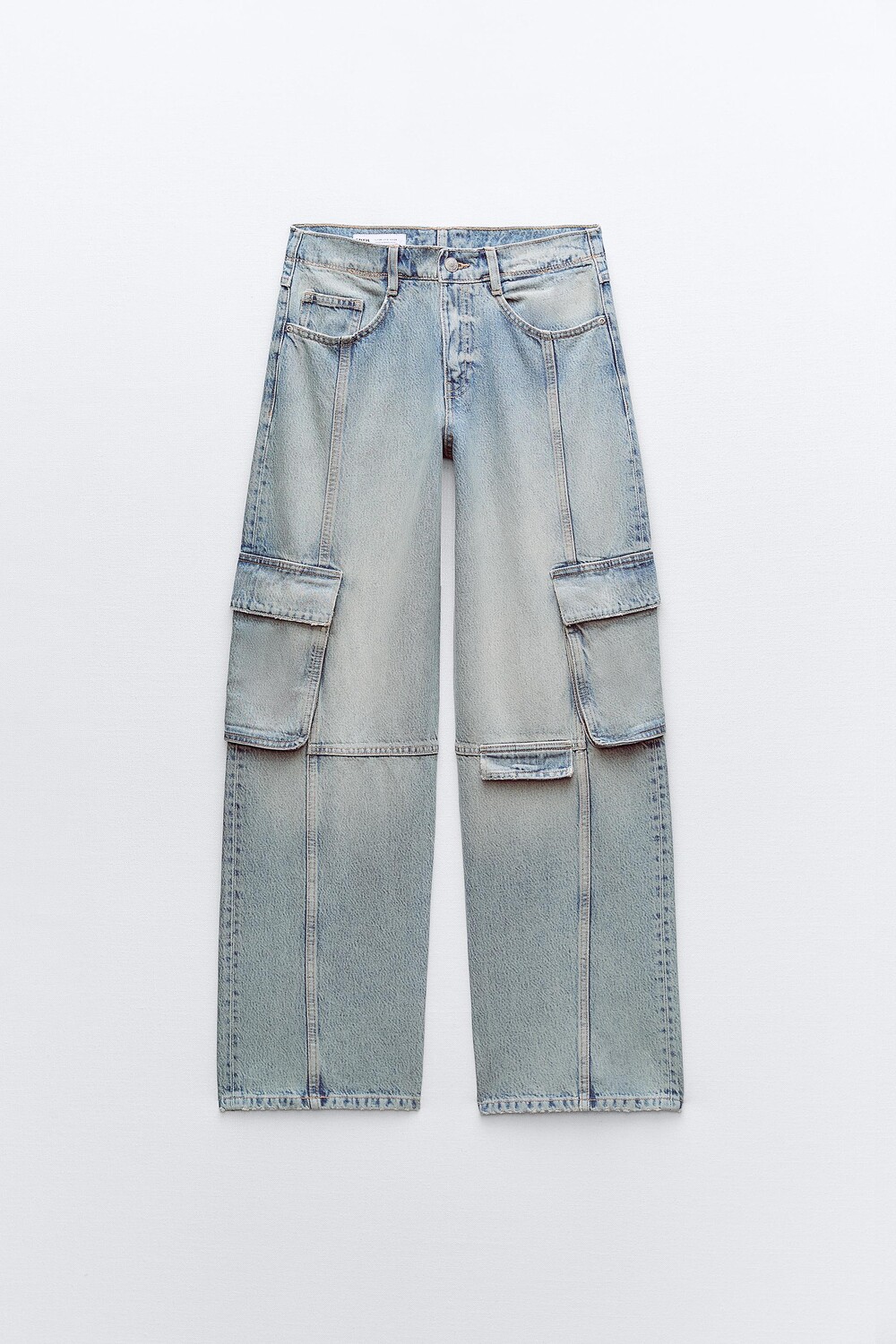 

Джинсы карго Zara Trf Mid-rise, светло-синий