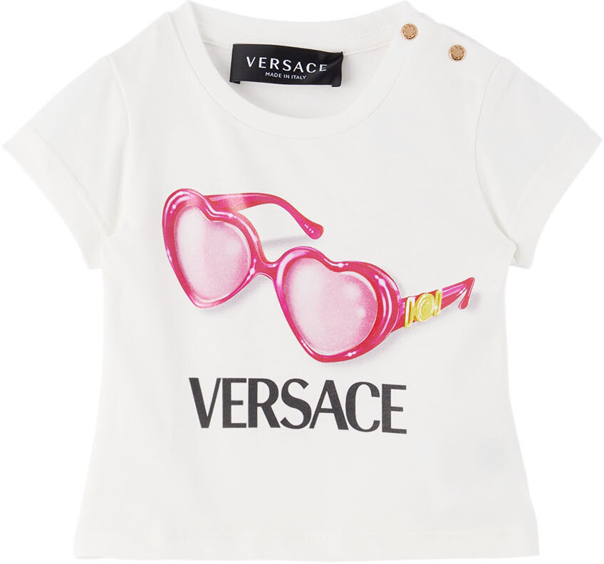 

Белая футболка с сердечком и медузой для малышей Versace