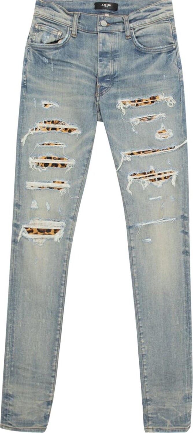 

Джинсы Amiri Leopard Thrasher Jeans Clay/Indigo, синий