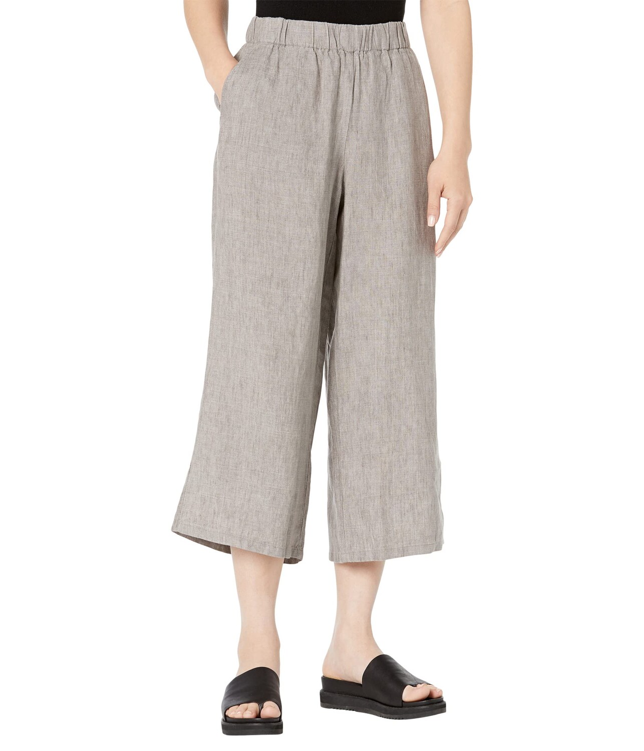 

Расклешенные брюки Eileen Fisher, Petite Wide Leg Cropped Pants in Washed Organic Linen Delave