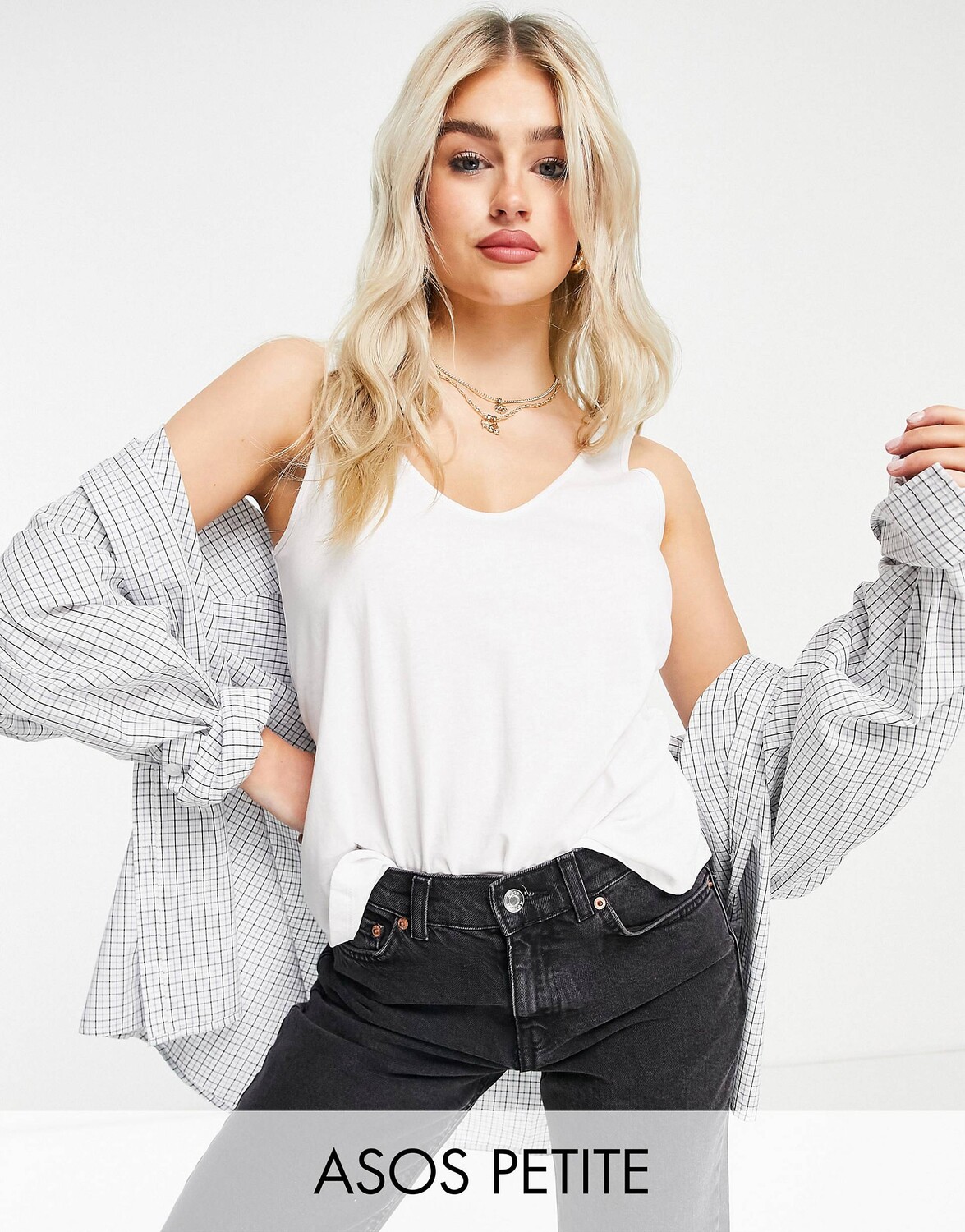

Белый хлопковый жилет с круглым вырезом ASOS DESIGN Petite Ultimate - WHITE