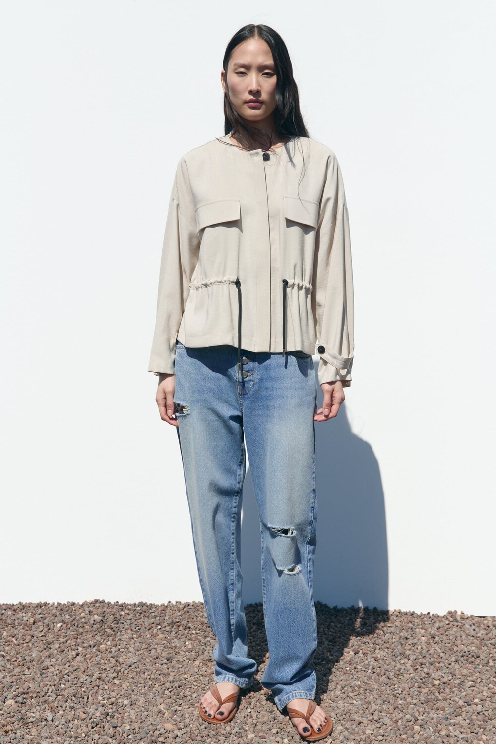 

Куртка на кулисах ZARA, песок