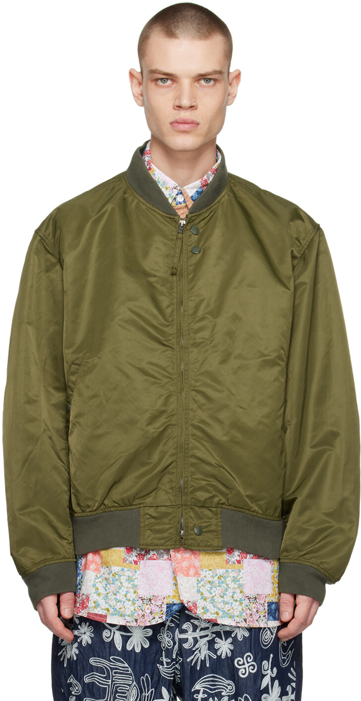 

Куртка-бомбер цвета хаки с отделкой в ​​рубчик Engineered Garments