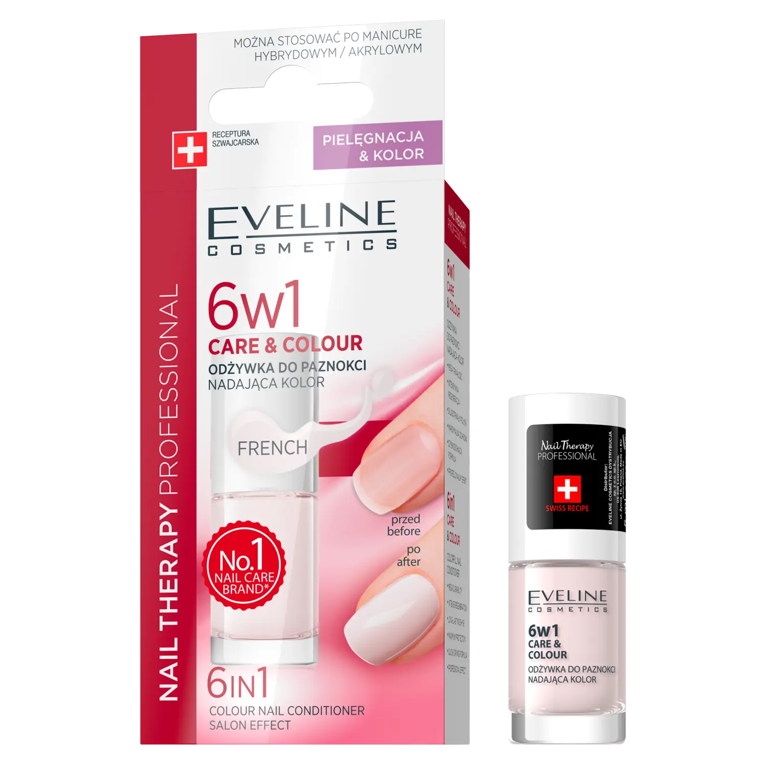 

Eveline Cosmetics 6w1 Care&Colour кондиционер для ногтей, придающий французский цвет 6в1, 5 мл