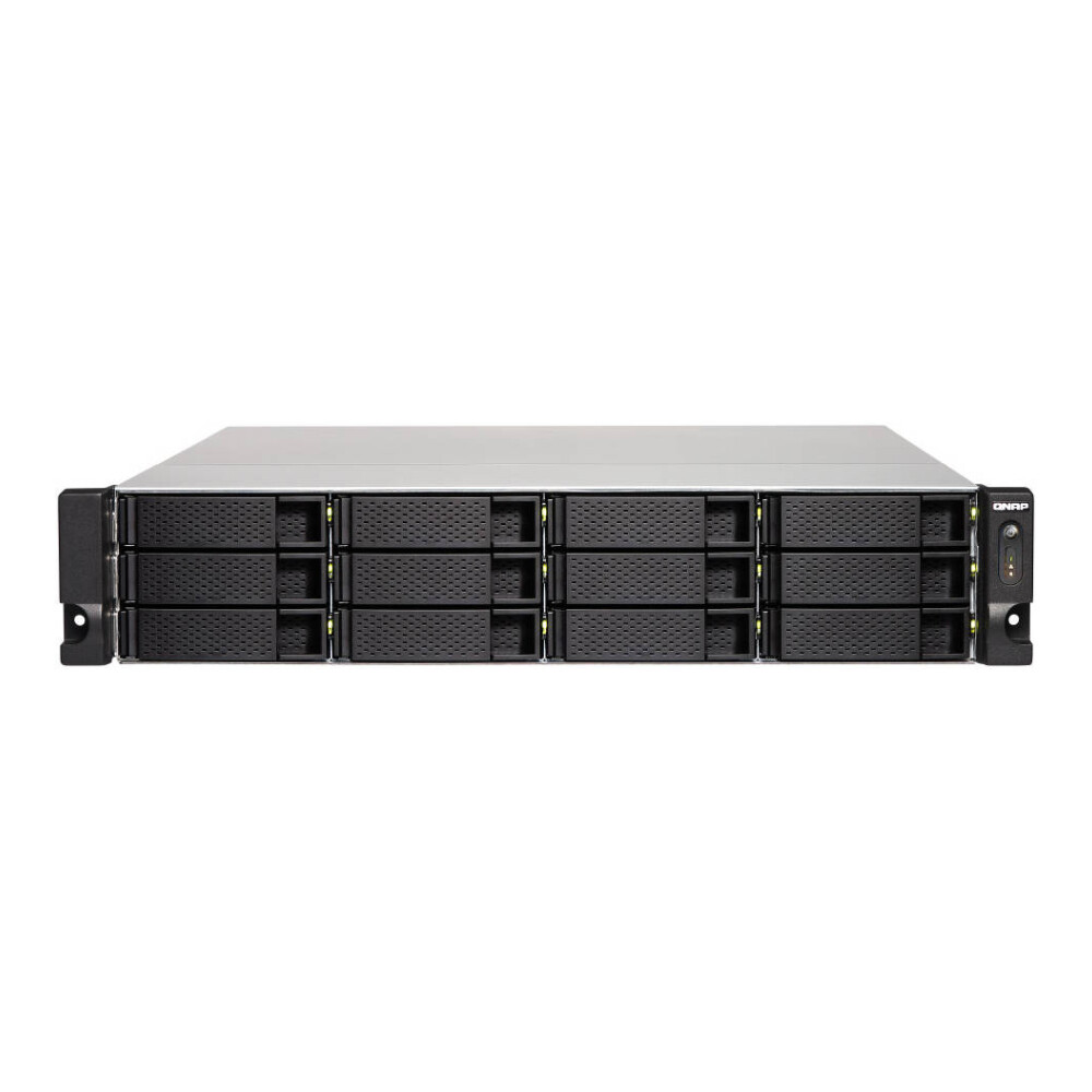 

Серверное сетевое хранилище QNAP TS-1263XU, 12 отсеков, 4 ГБ, без дисков, черный