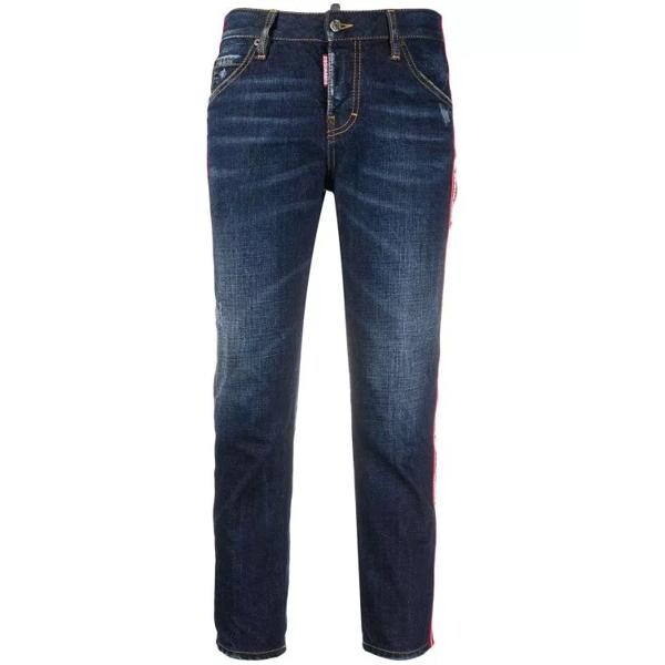 

Джинсы logo tape cropped denim jeans Dsquared2, синий