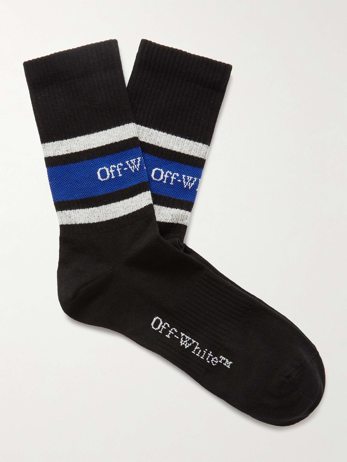 

Носки из смесового хлопка в полоску с логотипом и жаккардом OFF-WHITE, черный