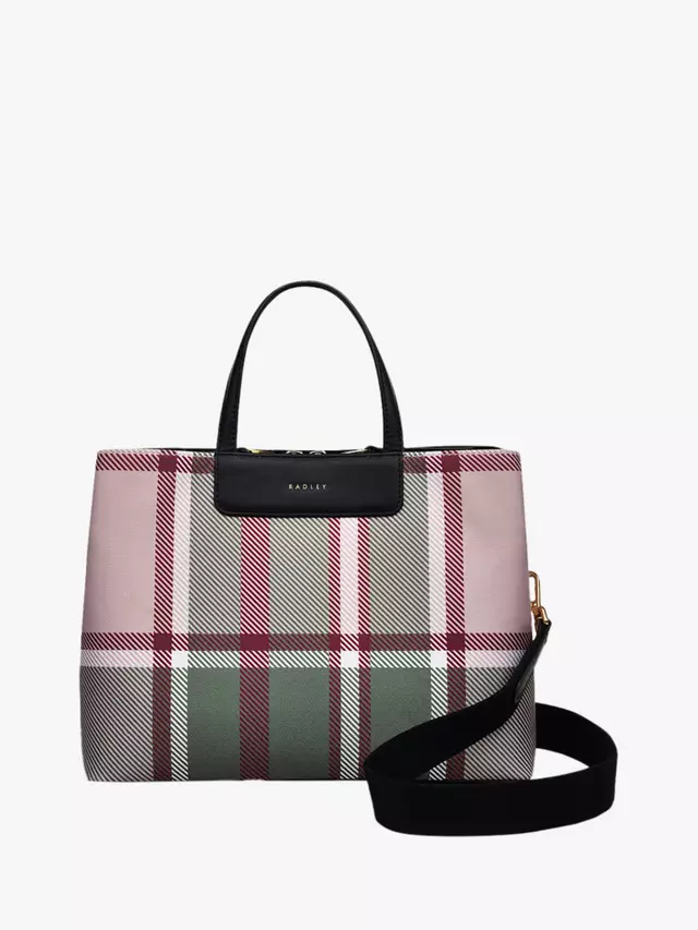 

Сумка Radley Manor Gardens Check Medium Zip-Top Grab, цвет racing green/multi